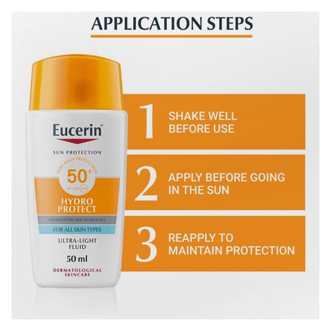 Eucerin Hydro Protect SPF 50+ Ultra Light Fluid - 2 x 50ml