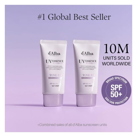 D'Alba SPF 50+ UV Essence Waterfull+ Purple Correcting Sun Cream - 50ml