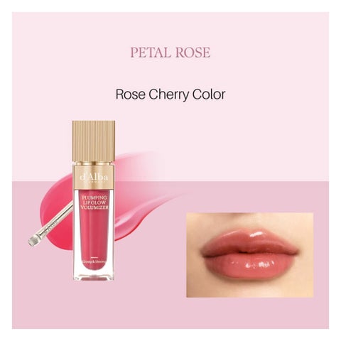 D'Alba Plumping Lip Glow Volumizer, 5ml - Petal Rose