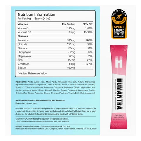 Humantra Raspberry Lemonade Electrolytes - 20 Sachets