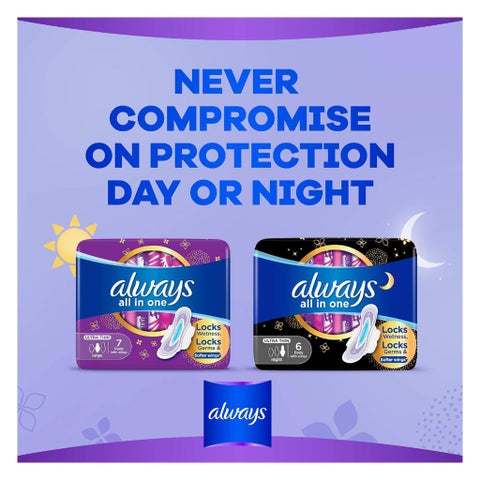 Always All In On Ultra Thin Sanitary Pads, Large - 14 Pads