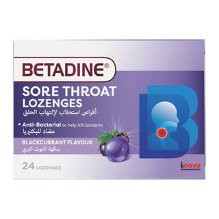 Betadine Sore Throat Lozenges, Blackcurrant - 24 Lozenges
