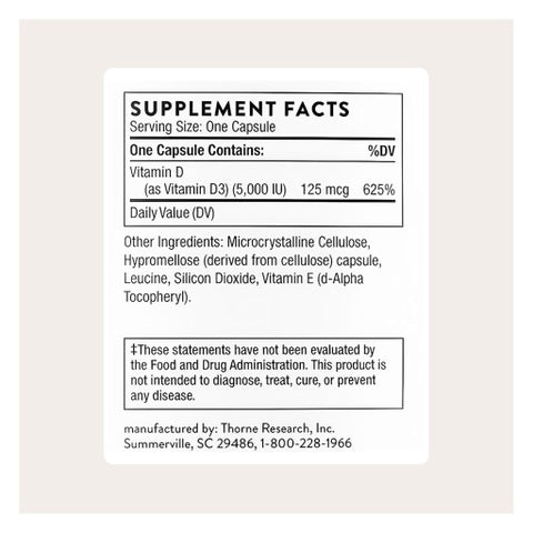 Thorne Vitamin D-5000 Capsules - 120 Capsules