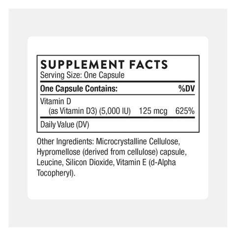 Thorne Vitamin D-5000 Capsules - 60 Capsules