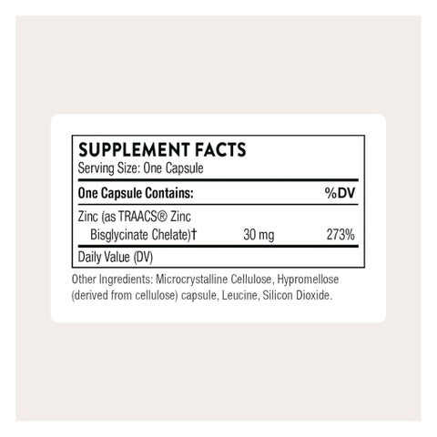 Thorne Zinc Bisglycinate 30mg Capsules - 60 Capsules