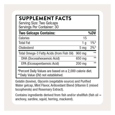 Thorne Prenatal DHA Gelcaps - 60 Softgels