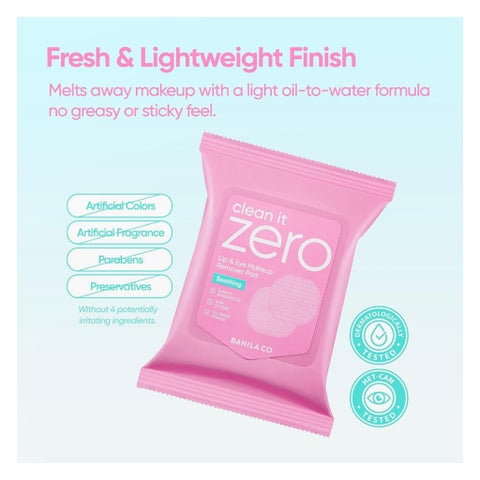 Banila Co Clean It Zero Lip & Eye Make Up  Remover Pads - 30 Pads