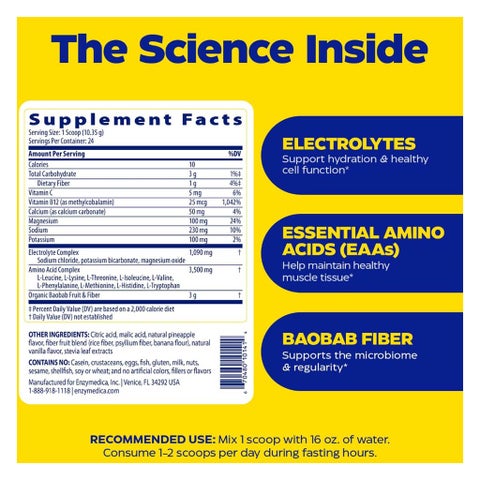 Enzymedica Fasting Today Electrolytes, EAAs & Fiber Drink Mix - 248g