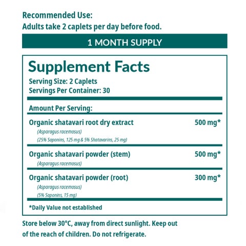 Himalaya Organic Shatavari Supplement - 60 Caplets