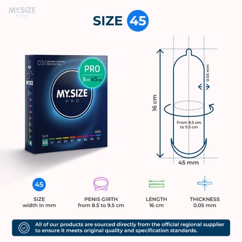 My.Size Pro 45mm Condoms - 3 Condoms