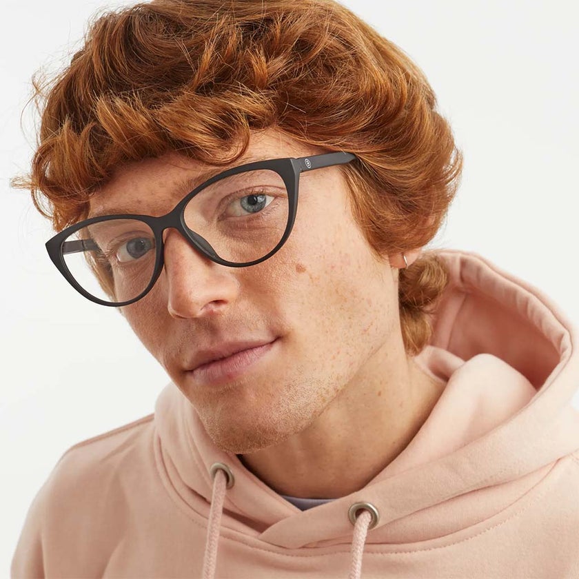 Barner Unisex Reading Glasses, Cat-Eye Shape, Matte Black - +2.00 Power