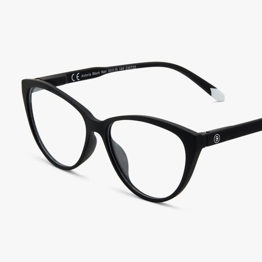 Barner Unisex Reading Glasses, Cat-Eye Shape, Matte Black - Plano Power