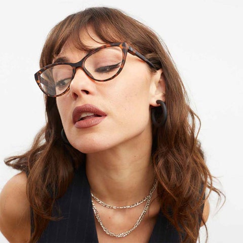 Barner Unisex Reading Glasses, Plano Power, Cat-Eye Shape - Havana
