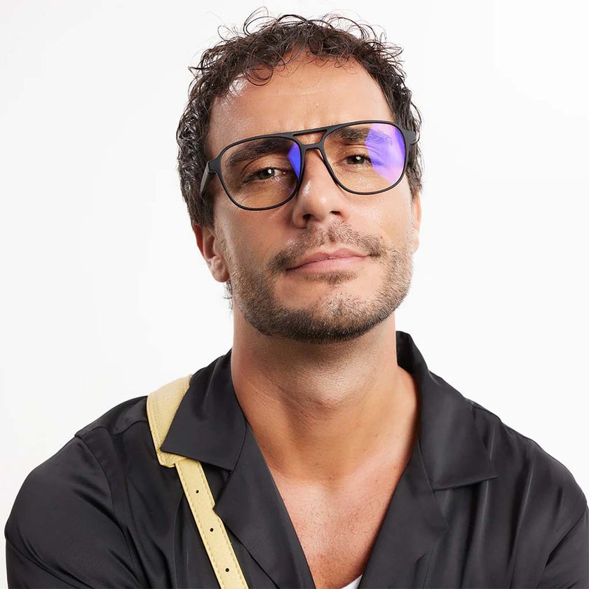 Barner Unisex Reading Glasses, Power +2.00, Aviator Shape - Matte Black