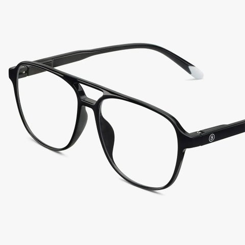Barner Unisex Reading Glasses, Power +1.00, Aviator Shape - Shiny Black