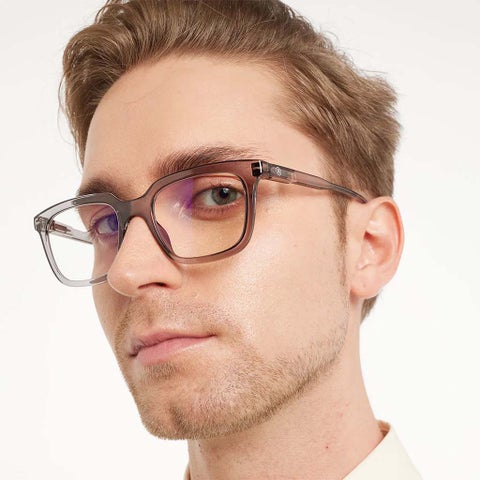 Barner Unisex Reading Glasses, Plano Power, Rectangle Shape - Grey