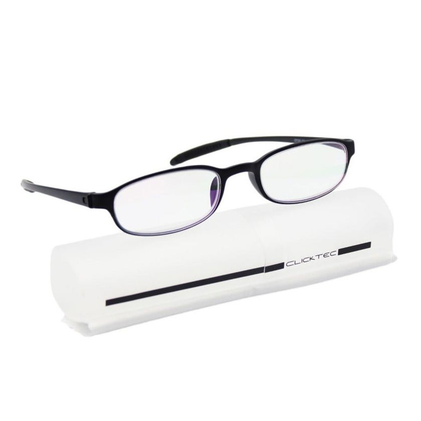 ClickTec Unisex Reading Glasses, Rectangle Shape, Black - +2.50 Power
