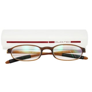 ClickTec Unisex Reading Glasses, Rectangle Shape, Brown - +1.75 Power