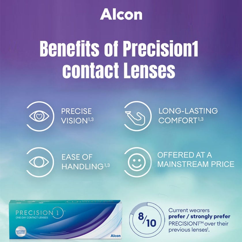 Alcon Precision1 One Day Clear Contact Lenses, Base Curve 8.3, Pack of 90's