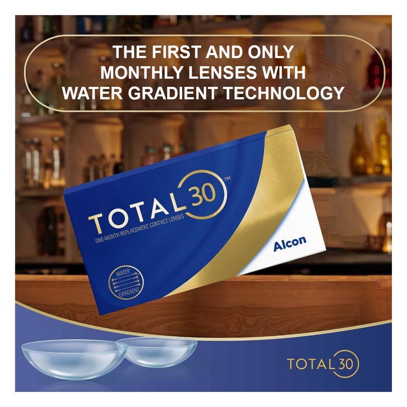 Alcon Total 30 Monthly Clear Contact Lenses, Base Curve 8.4, Pack of 6's