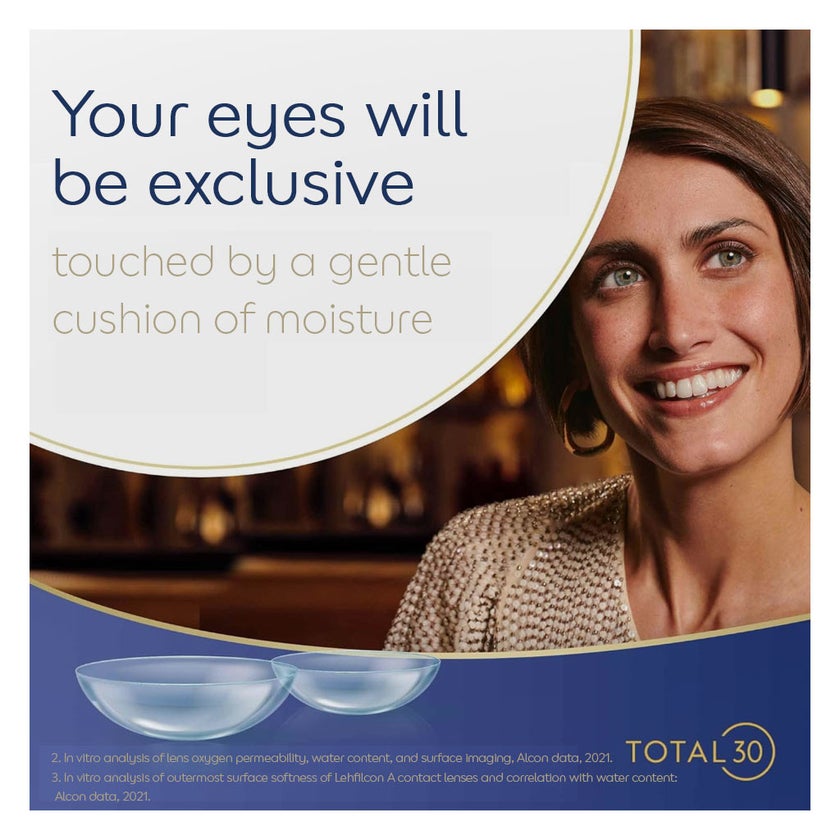 Alcon Total 30 Monthly Clear Contact Lenses, Base Curve 8.4, Pack of 6's