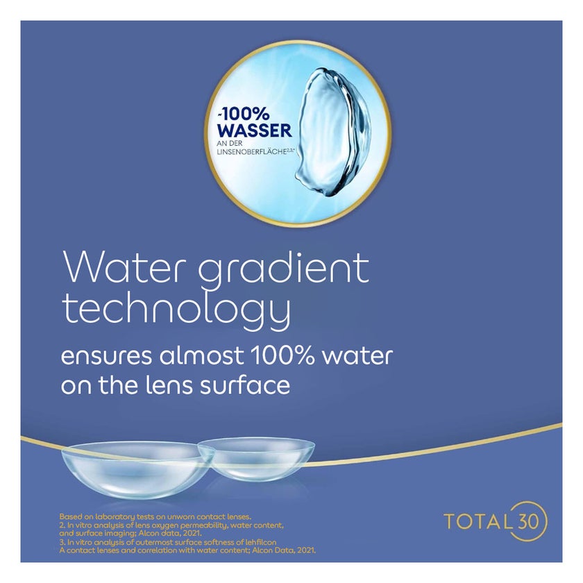Alcon Total 30 Monthly Clear Contact Lenses, Base Curve 8.4, Pack of 6's