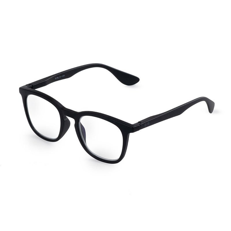 Booq Unisex Blue Light Reading Glasses, Rectangle Shape - Black