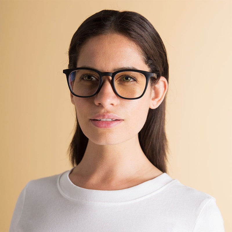 Booq Unisex Blue Light Reading Glasses, Rectangle Shape - Black