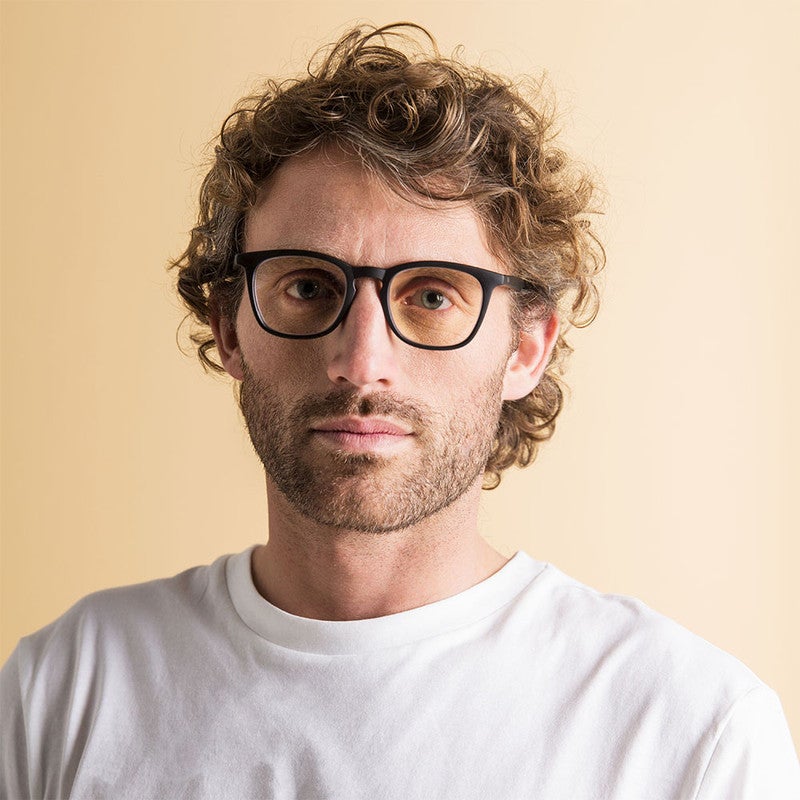 Booq Unisex Blue Light Reading Glasses, Rectangle Shape - Black