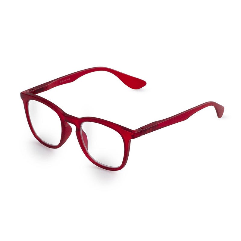Booq Unisex Blue Light Reading Glasses, Rectangle Shape - Red