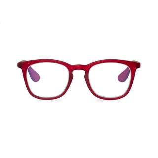 Booq Unisex Blue Light Reading Glasses, Rectangle Shape - Red
