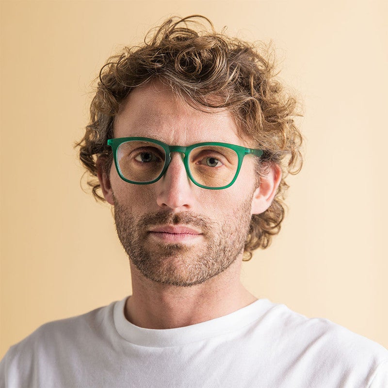 Booq Unisex Blue Light Reading Glasses, Rectangle Shape - Green