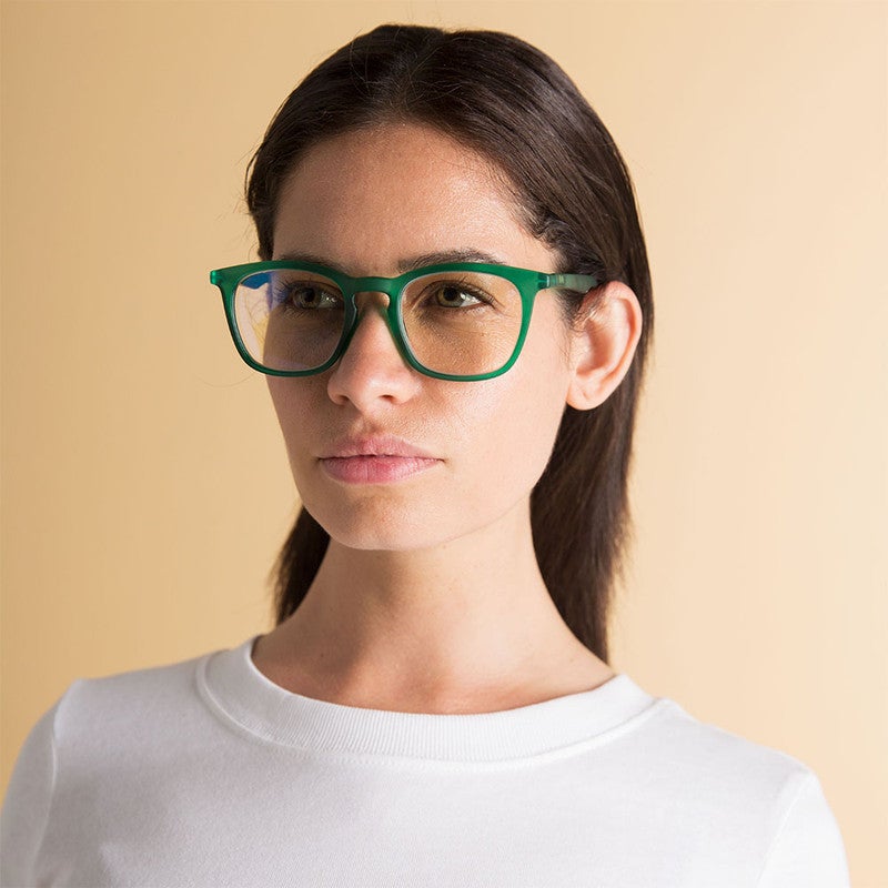 Booq Unisex Blue Light Reading Glasses, Rectangle Shape - Green