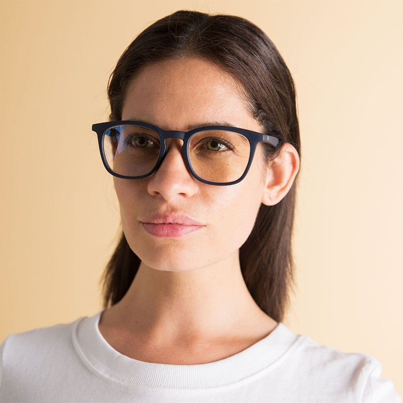 Booq Unisex Blue Light Reading Glasses, Rectangle Shape - Navy