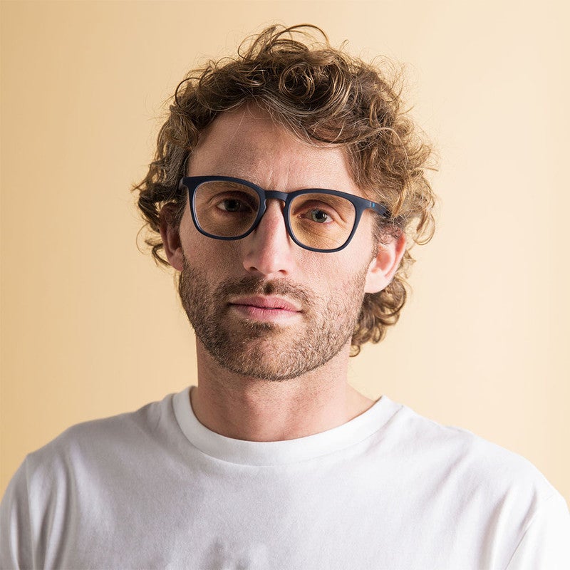 Booq Unisex Blue Light Reading Glasses, Rectangle Shape - Navy