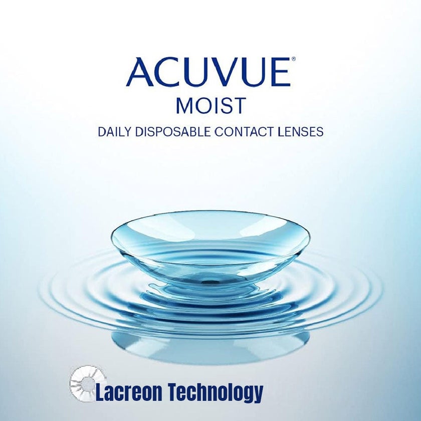Acuvue Moist 1-Day Clear Contact Lenses, Base Curve 8.5, Pack of 30's