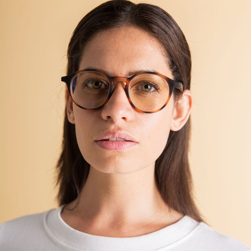 Booq Unisex Blue Light Reading Glasses, Phantos Shape - Havana