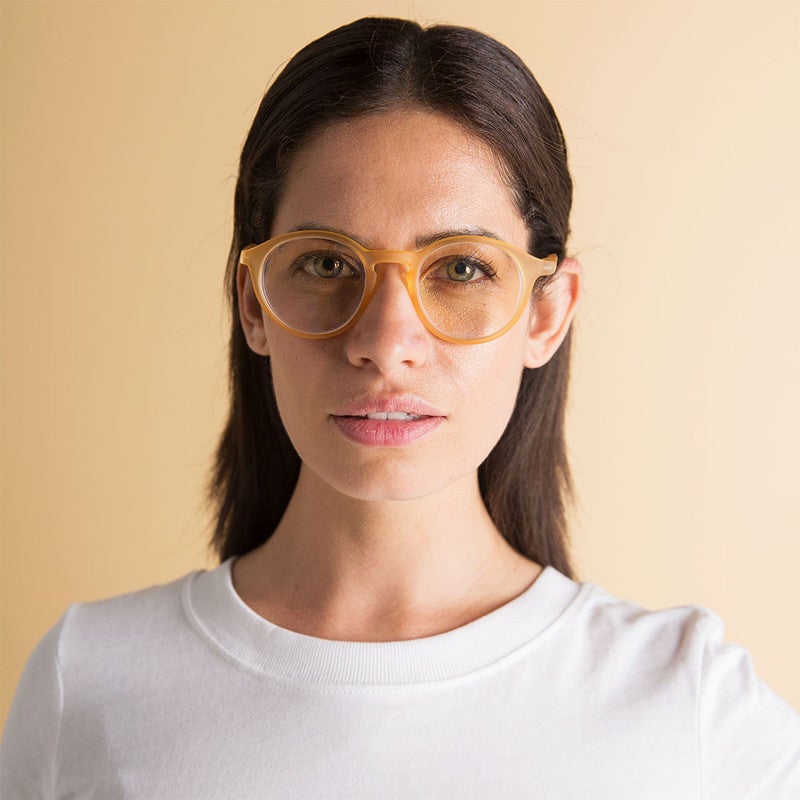 Booq Unisex Blue Light Reading Glasses, Phantos Shape - Yellow