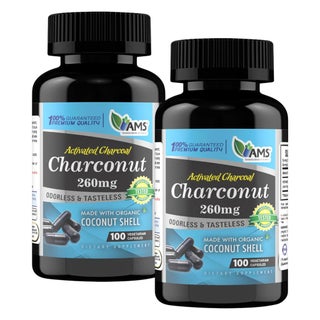 AMS Activated Charcoal Charconut Capsules - 2 x 100 Capsules